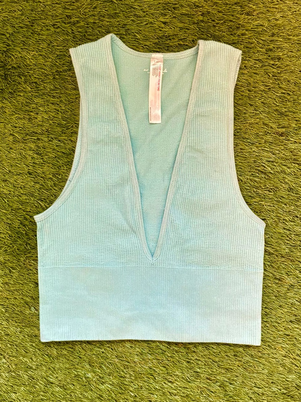 Urban Outfitters Out From Under Blue Ribbed Plunge Tank Top Small